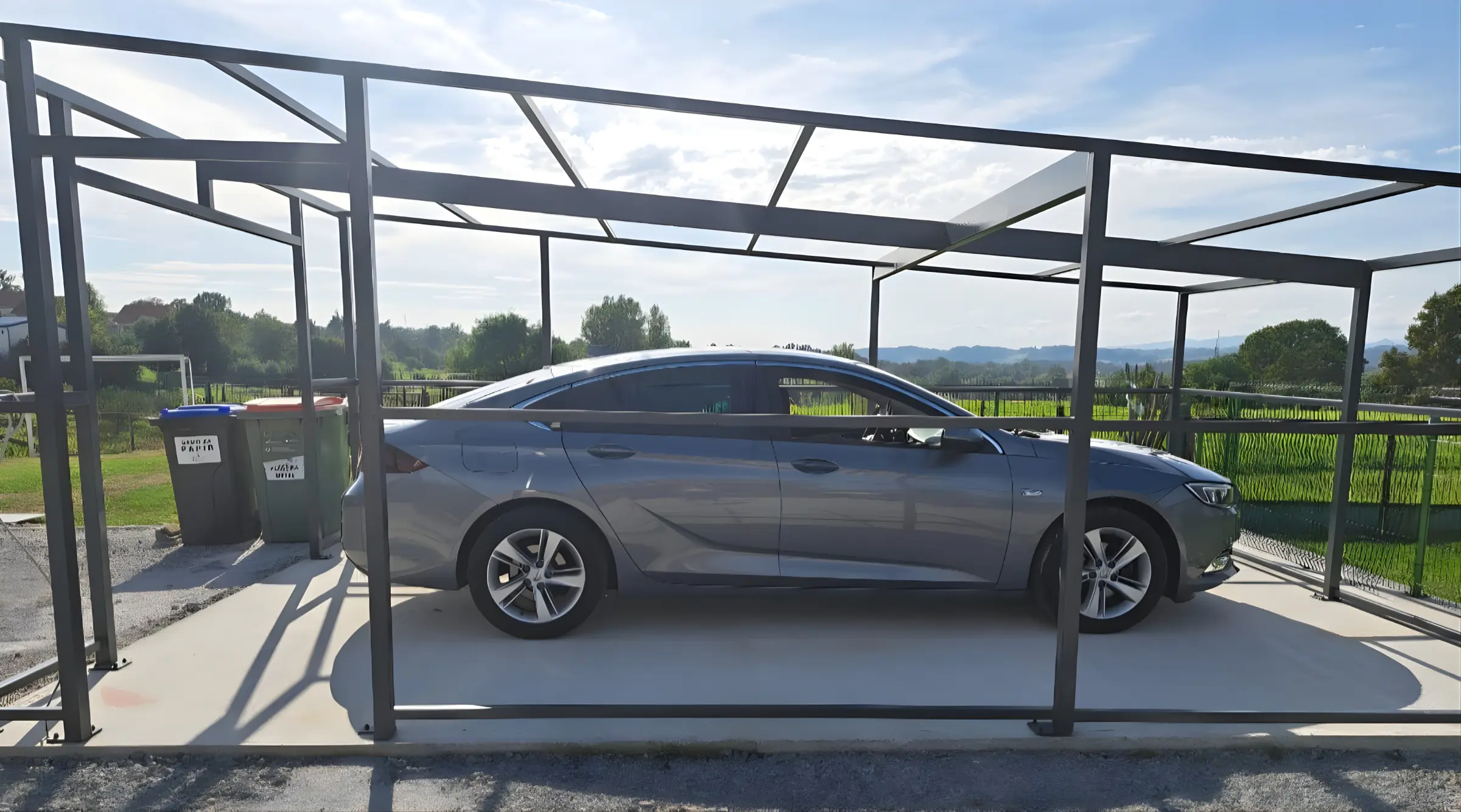 Čelični okvir i nosači za garažu - detalj konstrukcije